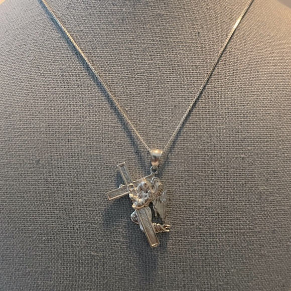 Vintage Very Rare 1ofaKind .925 Sterling Cross Necklace - Picture 1 of 5